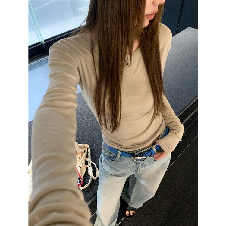 ✨Áo Thun Tay Dài Cổ Tròn Dáng Ôm Thời Trang Mùa Thu Cho Nữ