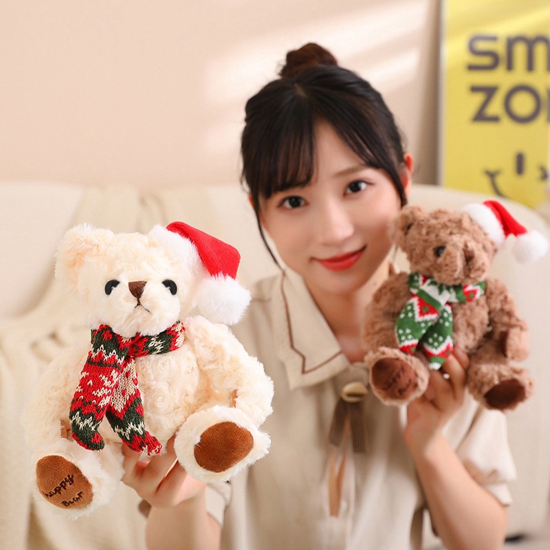 Gấu Bông teddy Với Khăn Choàng Và Mũ Ông Già Noel Dễ Thương Cho Bé Gái