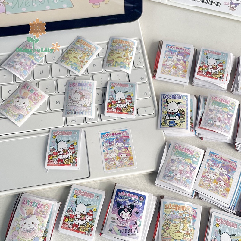 Set 100 Tấm poster Dán Tường Trang Trí Hình Nhân Vật Hoạt Hình hello kitty kuromi my melody Pompom Pompurin Poacco