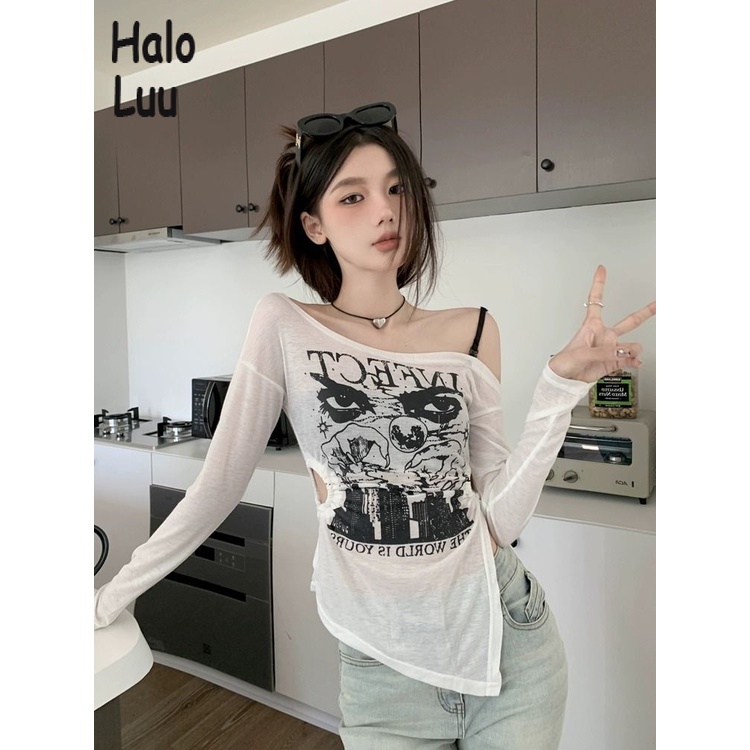 Halo  Luu áo phông áo thun nữ croptop baby tee Thời trang hàn quốc WTX23909I8 36Z230909