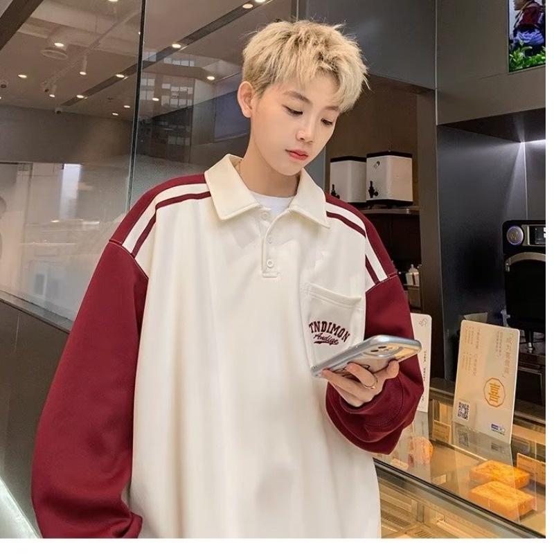 Áo Thun polo Dài Tay Dáng Rộng Thoải Mái Phong Cách Tối Giản Mẫu Mới 2023