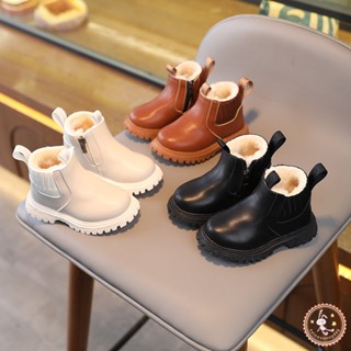 Giày boot martin cổ ngắn lót lông giữ ấm chống trượt thời trang thu đông cho bé trai và gái