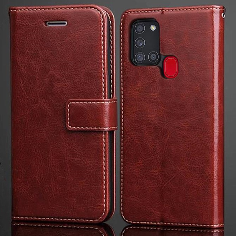 Bao Da Điện Thoại Dạng Ví Nắp Gập Đơn Giản Có Ngăn Đựng Thẻ Và Giá Đỡ Cho samsung galaxy a21s 6.5 inch sm- a217f a217fds Ốp