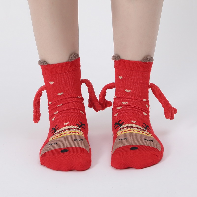 Cặp Đôi Vớ Giáng Sinh Năm Mới Bằng cotton Có Nam Châm Hình Dán Bàn Chân Dễ Thương