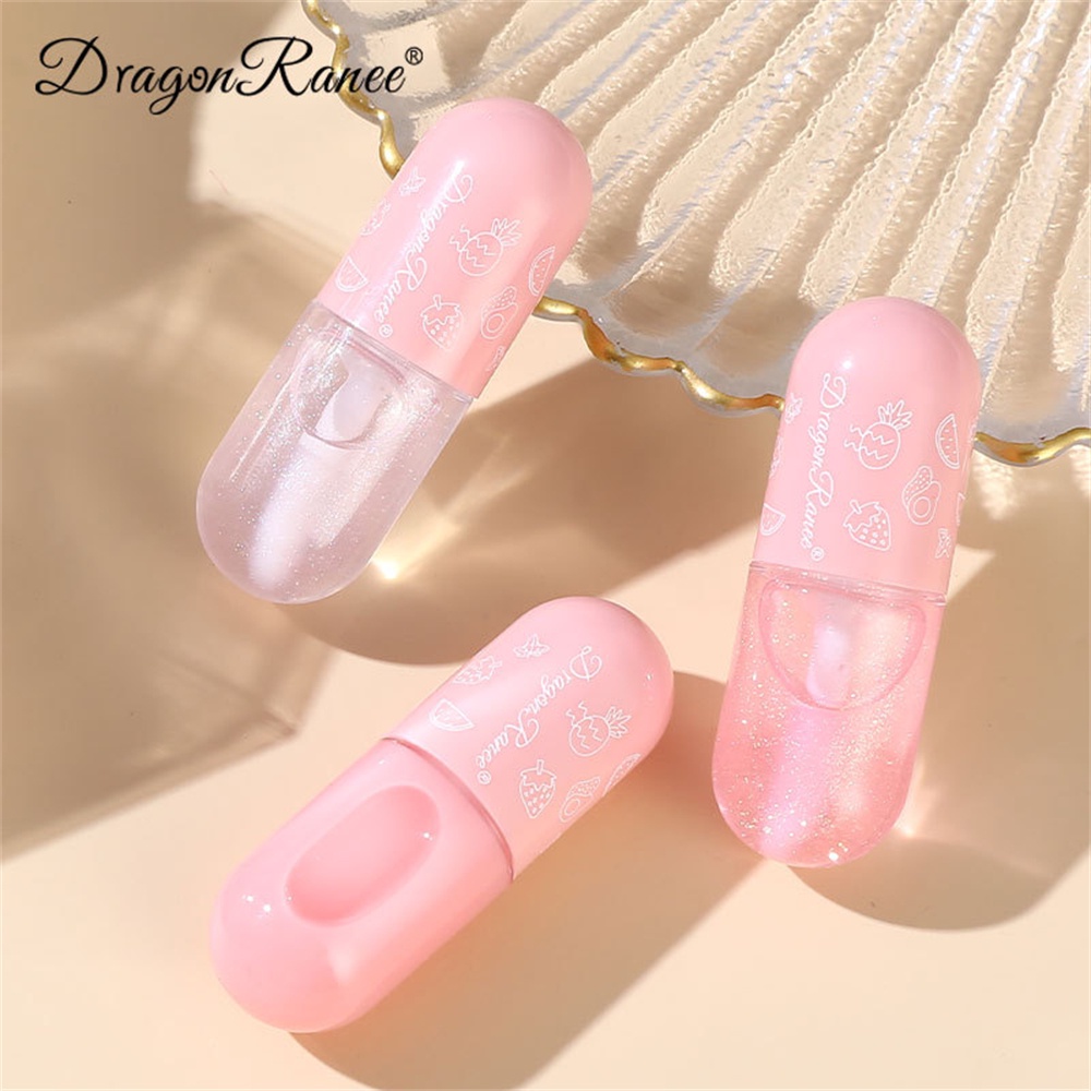 Dragonranee Mirror Bear Cute Doodle Lip Glaze Nữ sinh Son môi không thấm nước dễ thương