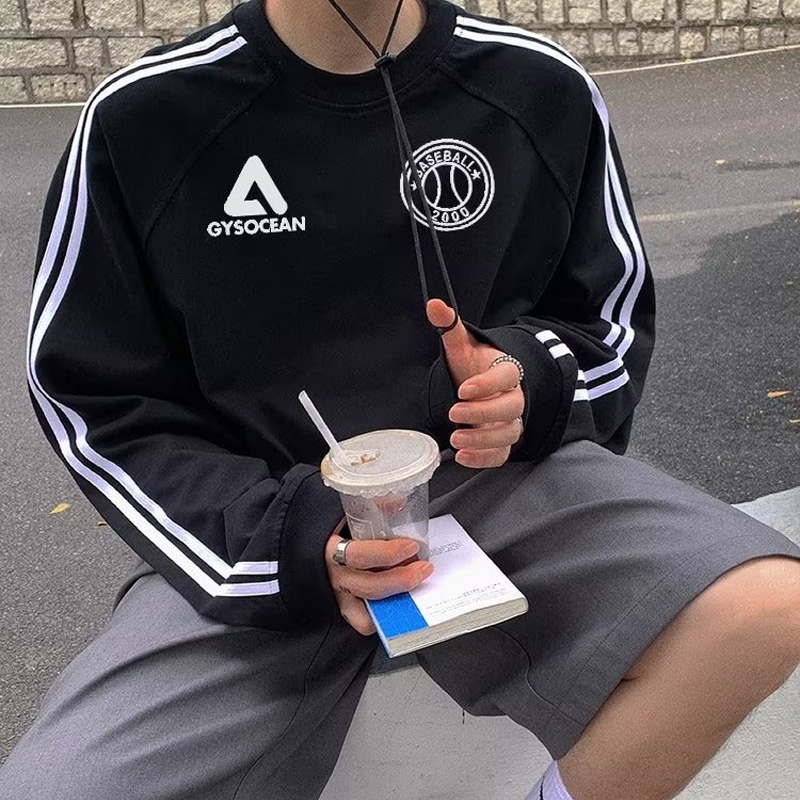 Vunc Áo Sweater Tay Dài Dáng Rộng In Họa Tiết Đường Phố Mỹ Thời Trang Cho Nam