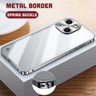  Sang Trọng Ốp Điện Thoại pc Cứng Nhám Trong Mờ Khung Kim Loại Bảo Vệ Camera Cho iphone 15 14 13 12 pro max 11 pro max 14 plus 