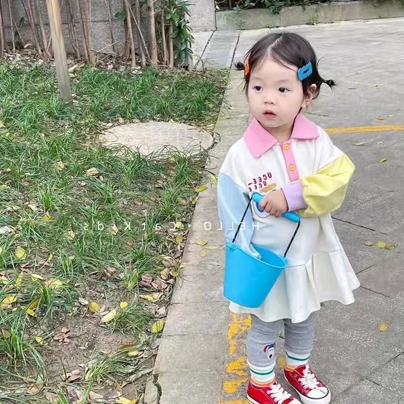 Áo Thun polo Phối Màu Tương Phản Phong Cách Hàn Quốc Thời Trang Xuân Thu Mới Cho Bé Gái