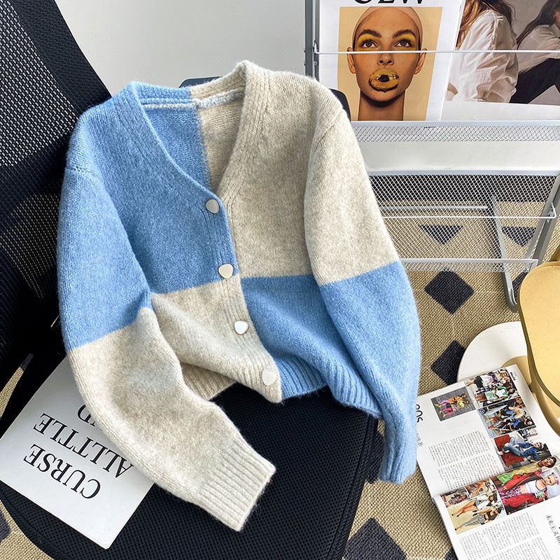 Soft waxy pink sweater cardigan women's spring and autumn style 2023 new popular style small short sweater sweater jacket