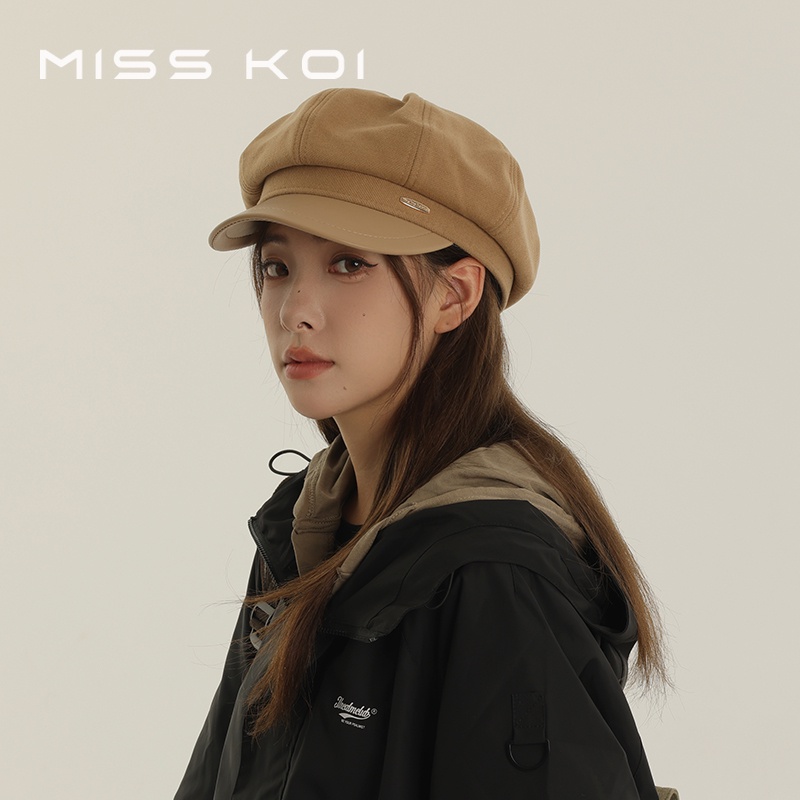 Misskoi  Mũ Nồi Da Màu Đen Phong Cách Nhật Bản Dễ Phối Đồ Cho Nữ