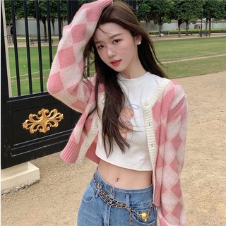 Áo Khoác cardigan Đính Kim Cương Giả Kim Cương Màu Hồng Ngọt Ngào Cho Nữ