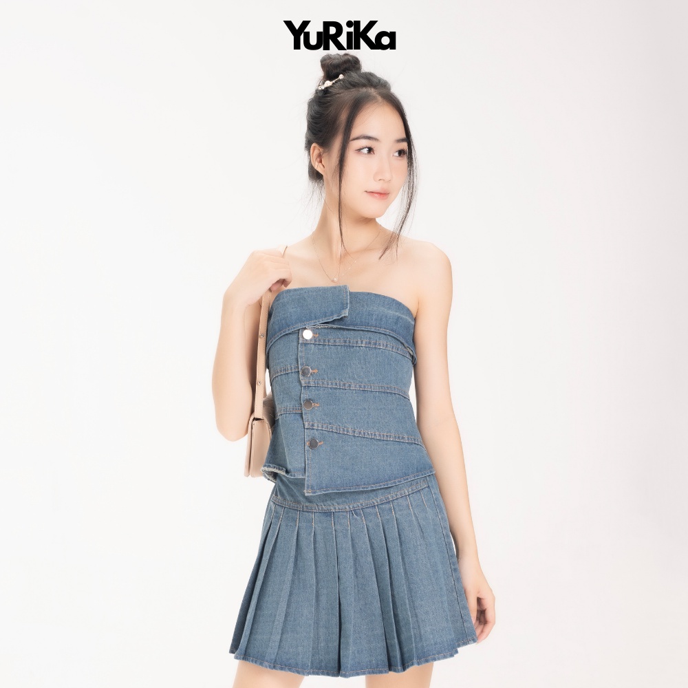 Set Jeans Bò nữ siêu NGẦU - Áo chạy Smoking kèm chân váy có lót - YuRi Boutique