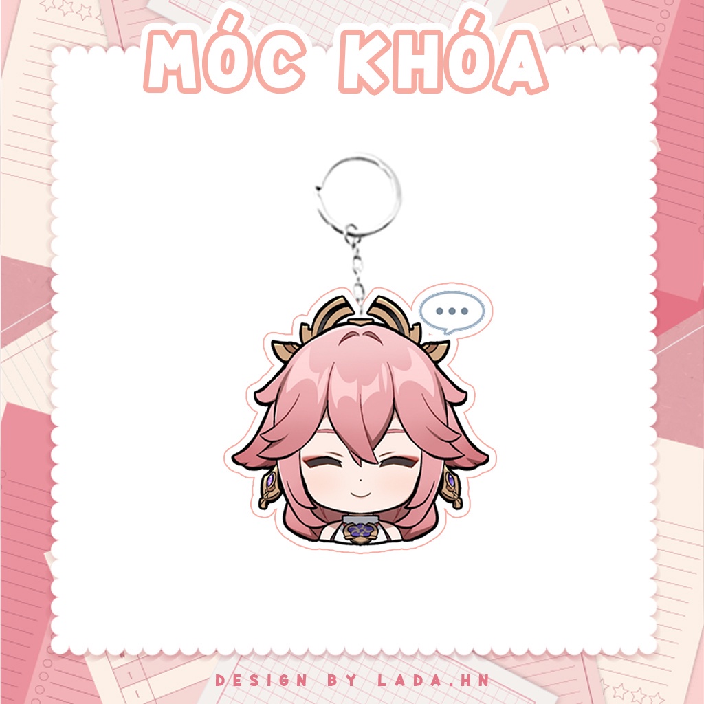 Móc khóa mô hình standee đứng để bàn Yae Miko Genshin Impact Lada anime đáng yêu chibi trang trí quà tặng