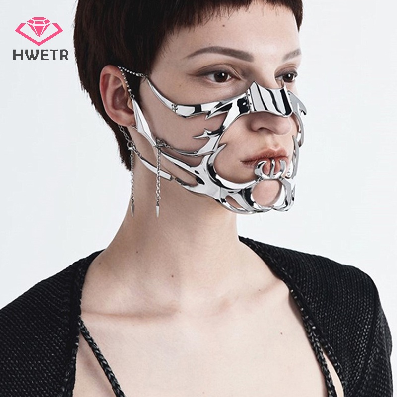 Hwtr Mặt Nạ Hóa Trang Dạng Lỏng Màu Bạc Phong Cách gothic punk Cho Nam Và Nữ Mới