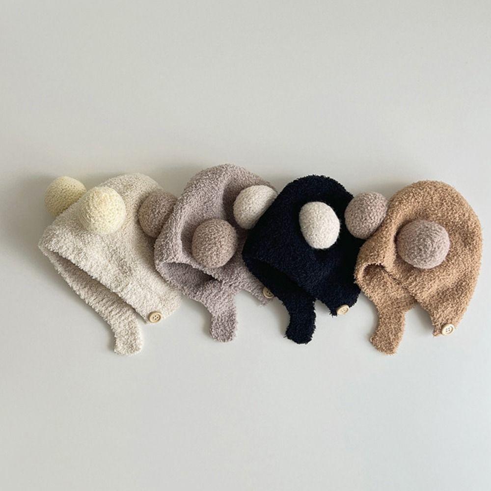 Mũ beanie Màu Trơn Phủ Lông Mềm Mại Bảo Vệ Tai Chống Gió Thời Trang Thu Đông Cho Bé
