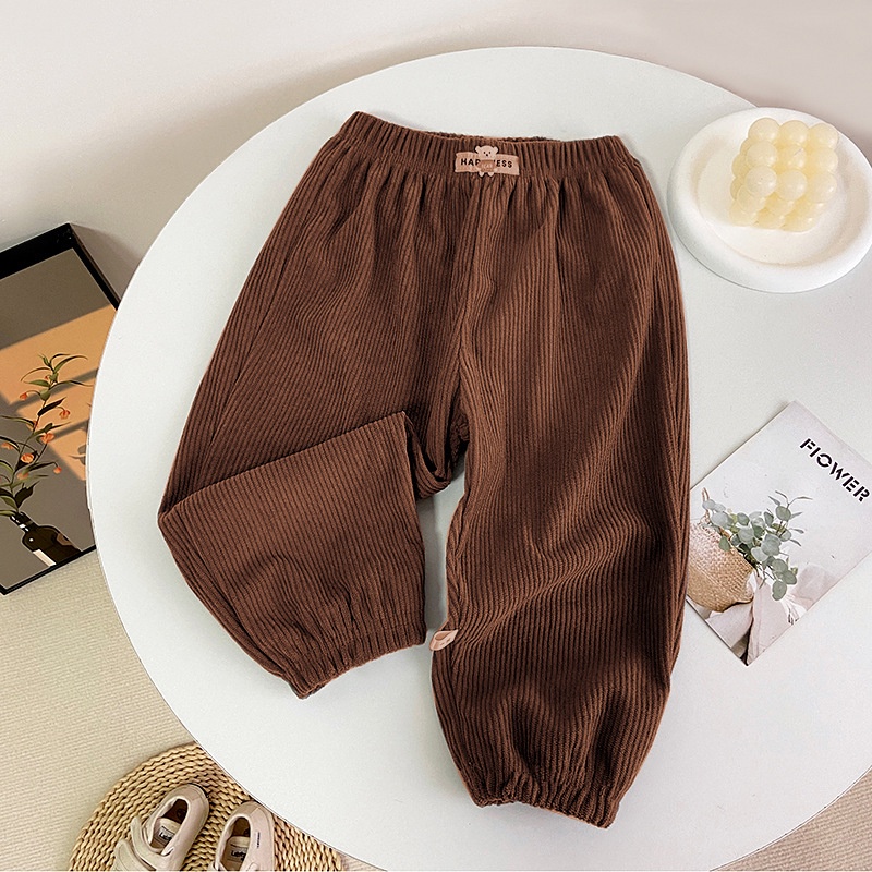 Quần Nỉ Dài 80-150cm In Họa Tiết Hoạt Hình Phong Cách Hàn Quốc Thời Trang Thu Đông Cho Bé Trai Và Gái