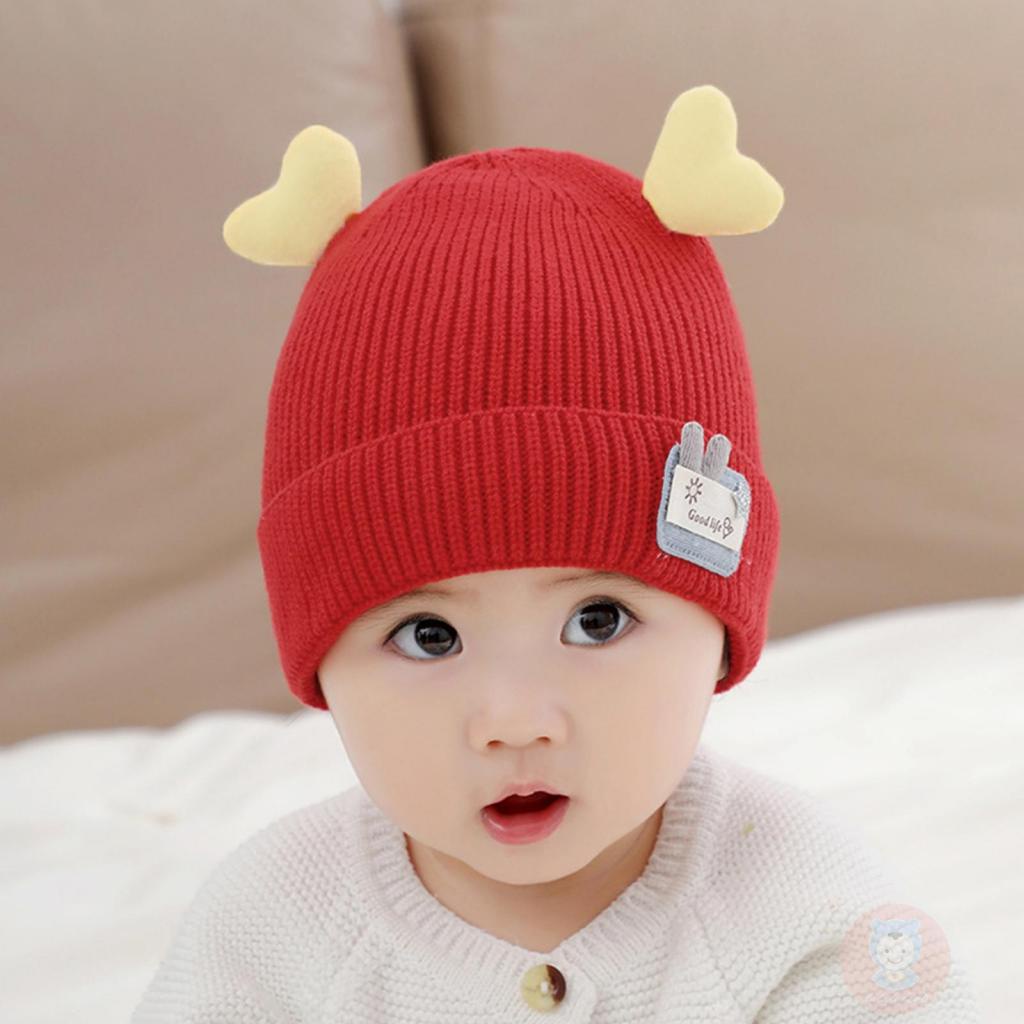 Mũ Len beanie Ấm Áp laa6-baby Mùa Đông Với Sừng Hươu