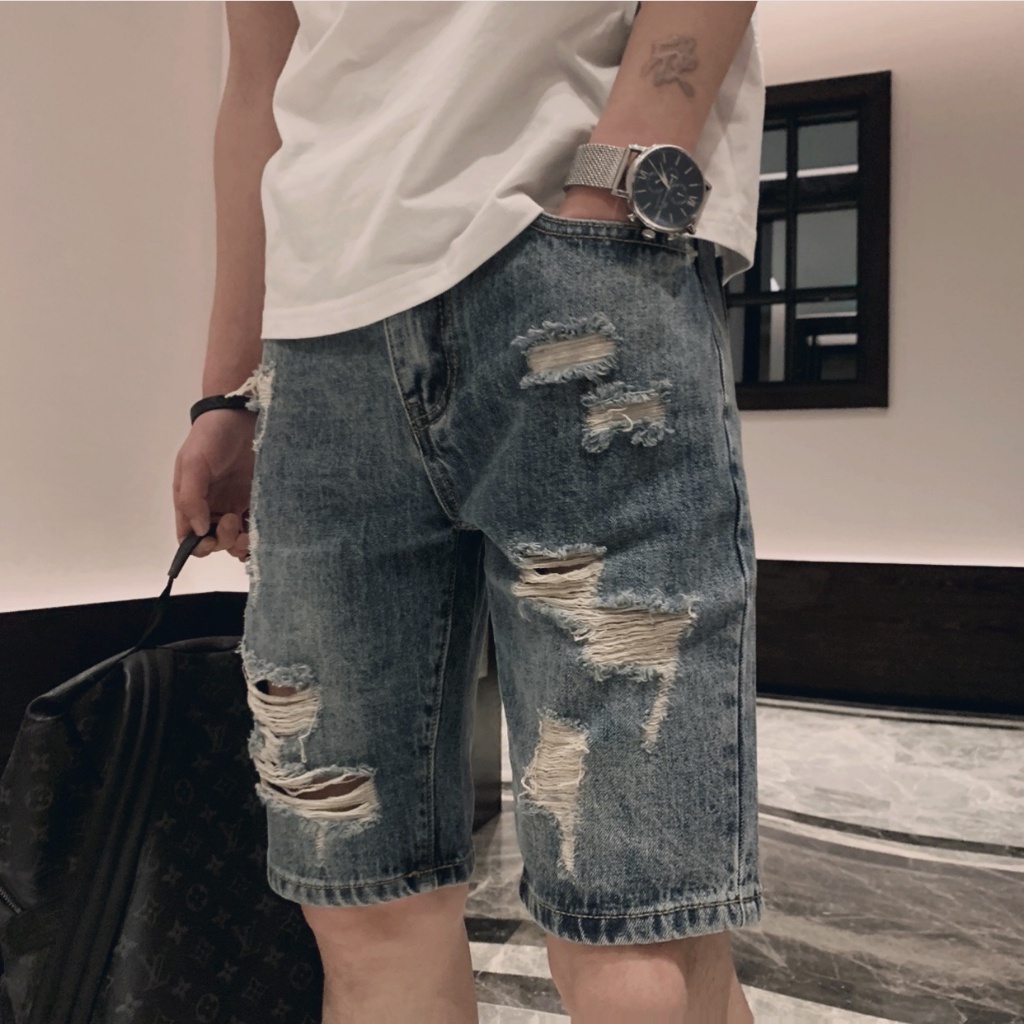 SP Quần short jean nam Quần jean nam rách Quần Jeans Lửng Thời Trang Dành Cho Nam quần bò nam quần đùi nam