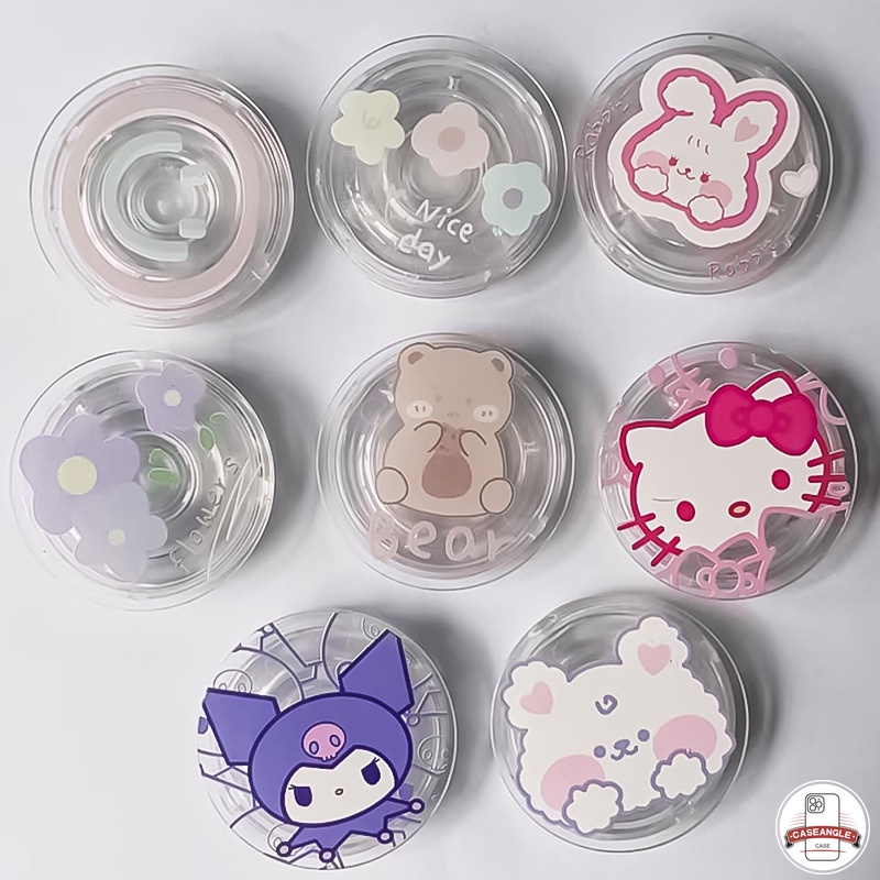 Giá Đỡ Điện Thoại Họa Tiết Hoa / Gấu / Thỏ graffiti Mặt Cười Dễ Thương Có Thể Gập Lại