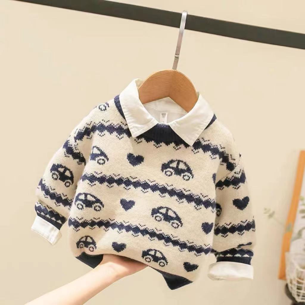Áo sweater Chui Đầu Vải Nhung Lông Chồn Phong Cách Hàn Quốc 2023 Cho Bé Trai Và Bé Gái