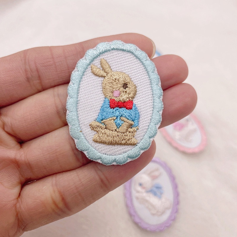 Miếng Dán Ủi Vá Quần Áo Trang Trí Thêu Hình Thỏ Xinh