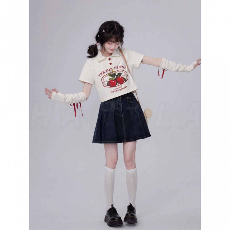 Áo Baby tee y2k  Áo sơ mi croptop Áo Thun Tay Ngắn Cổ polo Thời Trang Cho Nữ