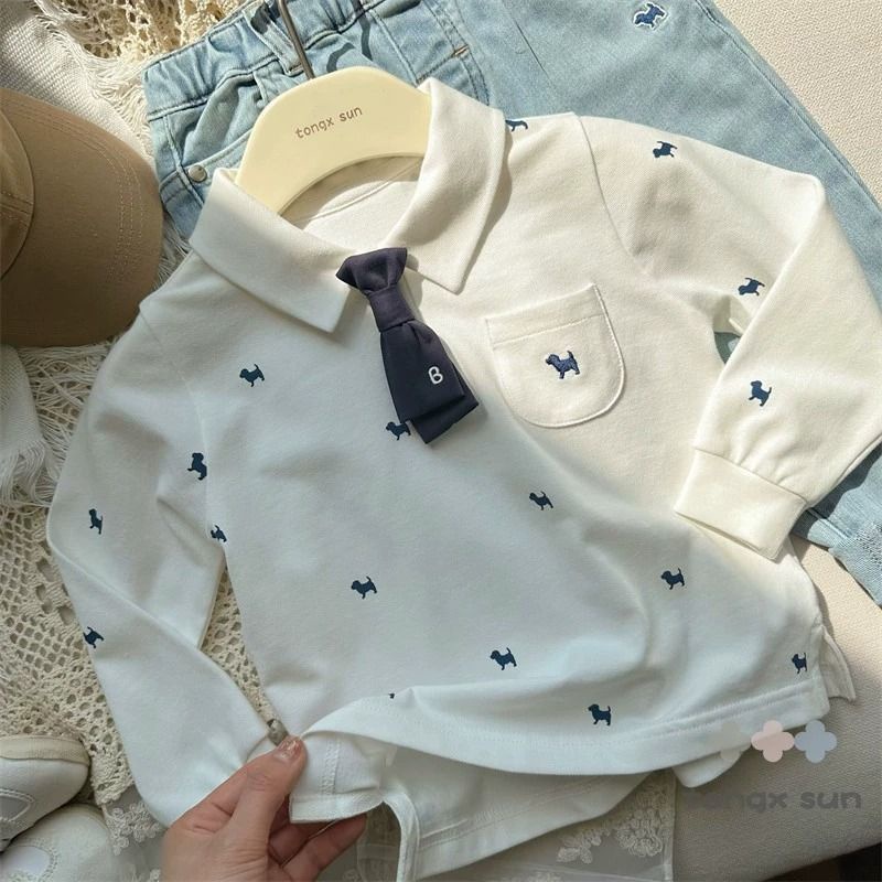 Áo polo Dài Tay Thiết Kế Mới Thời Trang Mùa Xuân Thu Dành Cho Bé Trai
