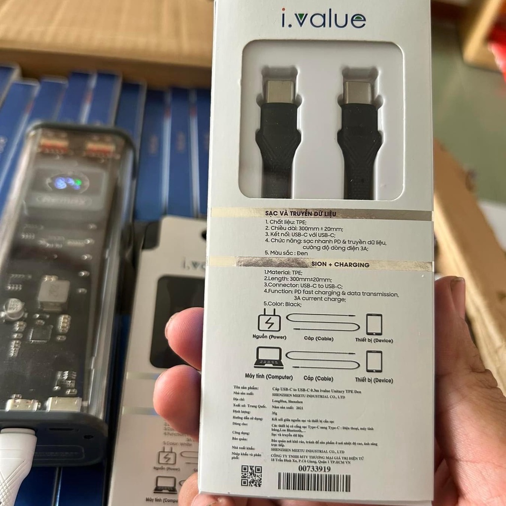 Cáp sạc ngắn 30cm Ivalue hàng New thanh lí tại FPT C To L và C To C-Bảo hành 12 Tháng