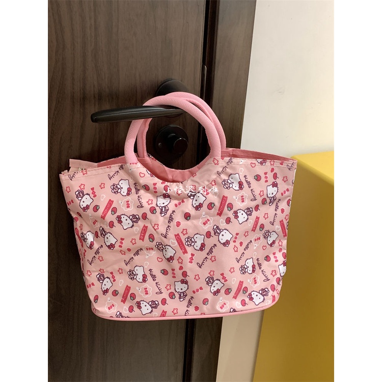 Túi Xách Tay Toàn Màn Hình Toàn Diện In Hình Hello Kitty Dễ Thương Cho Học Sinh
