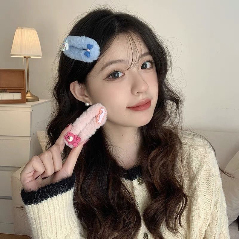 Kẹp Tóc Lông Nhung Họa Tiết Hoạt Hình Dễ Thương Thời Trang Mùa Thu 2023