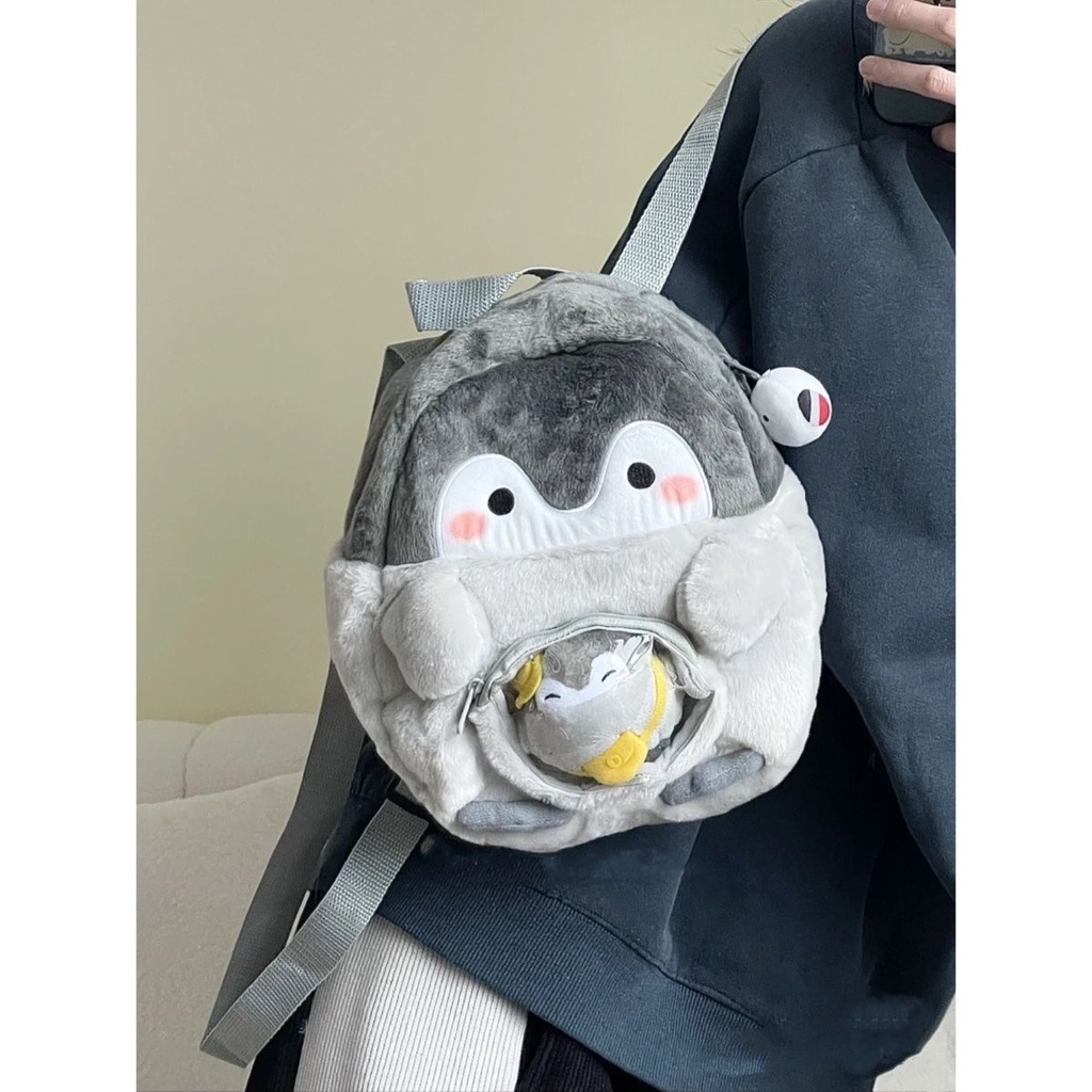 Ba Lô Hình Chim Cánh Cụt Nhồi Bông Dễ Thương Phong Cách Nhật Bản