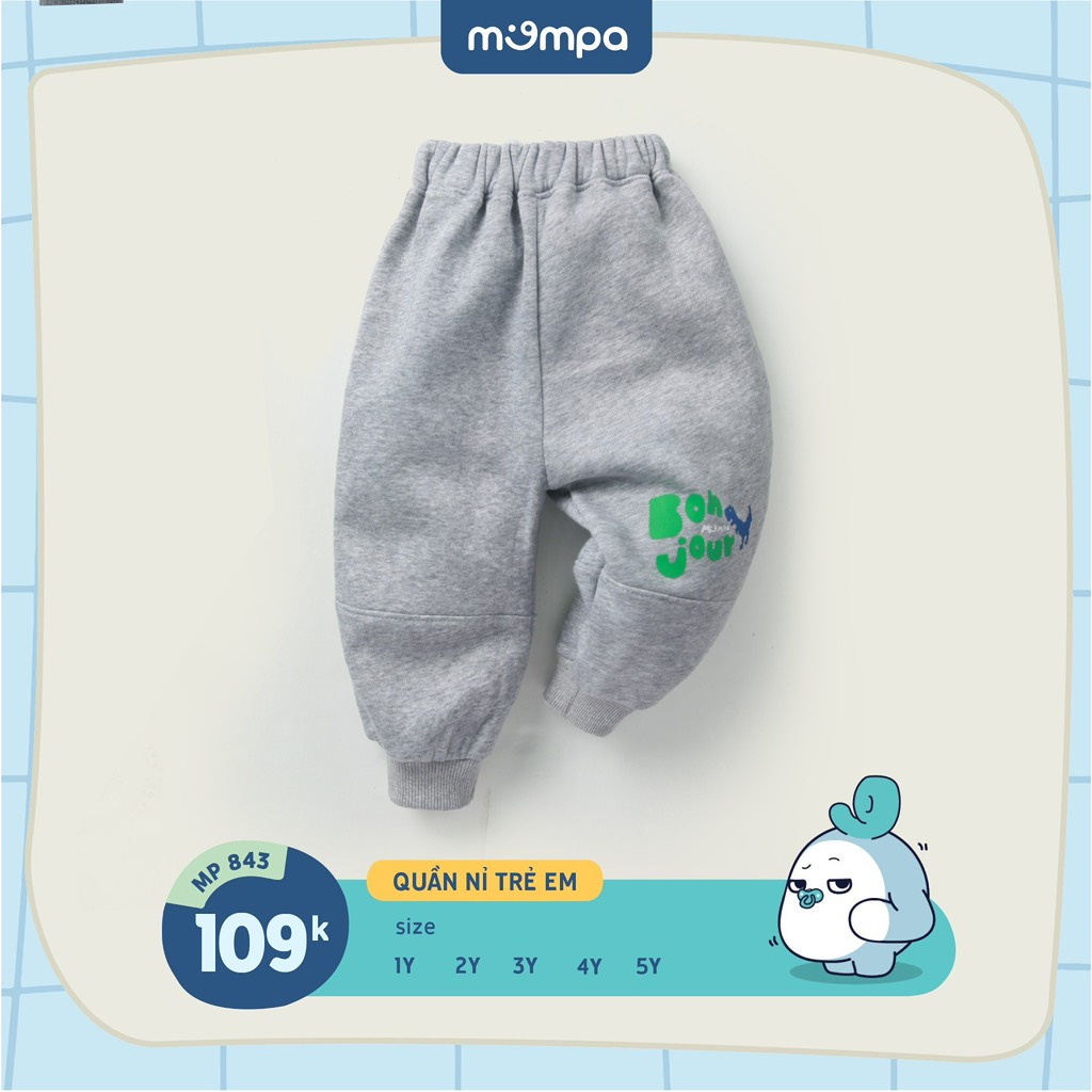 Quần dài Mompa nỉ lông cho bé trai bé gái