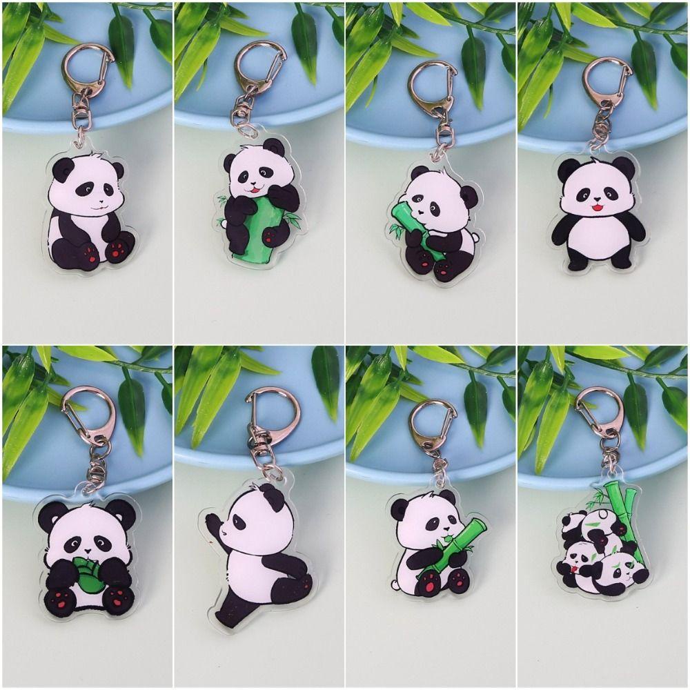 Lanfy Móc Chìa Khóa acrylic Hình Gấu Trúc Hoạt Hình Vui Nhộn diy