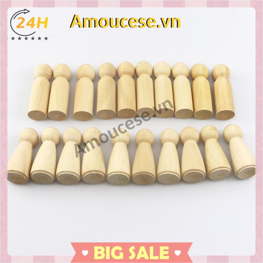 Bộ 20 Búp Bê Gỗ Tự Sơn Hình Người Đàn Ông Chưa Hoàn Thiện
