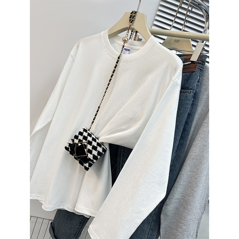 HIIXIIVI Áo Thun 100% cotton Tay Dài Dáng Rộng Mẫu Mới 2024 Phong Cách Hàn Quốc Dành Cho Nữ