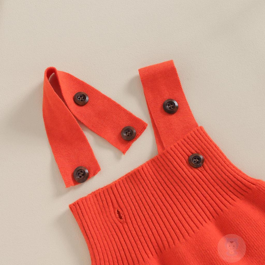 Laa6-baby Đan Không Tay Quần Yếm Màu Trơn