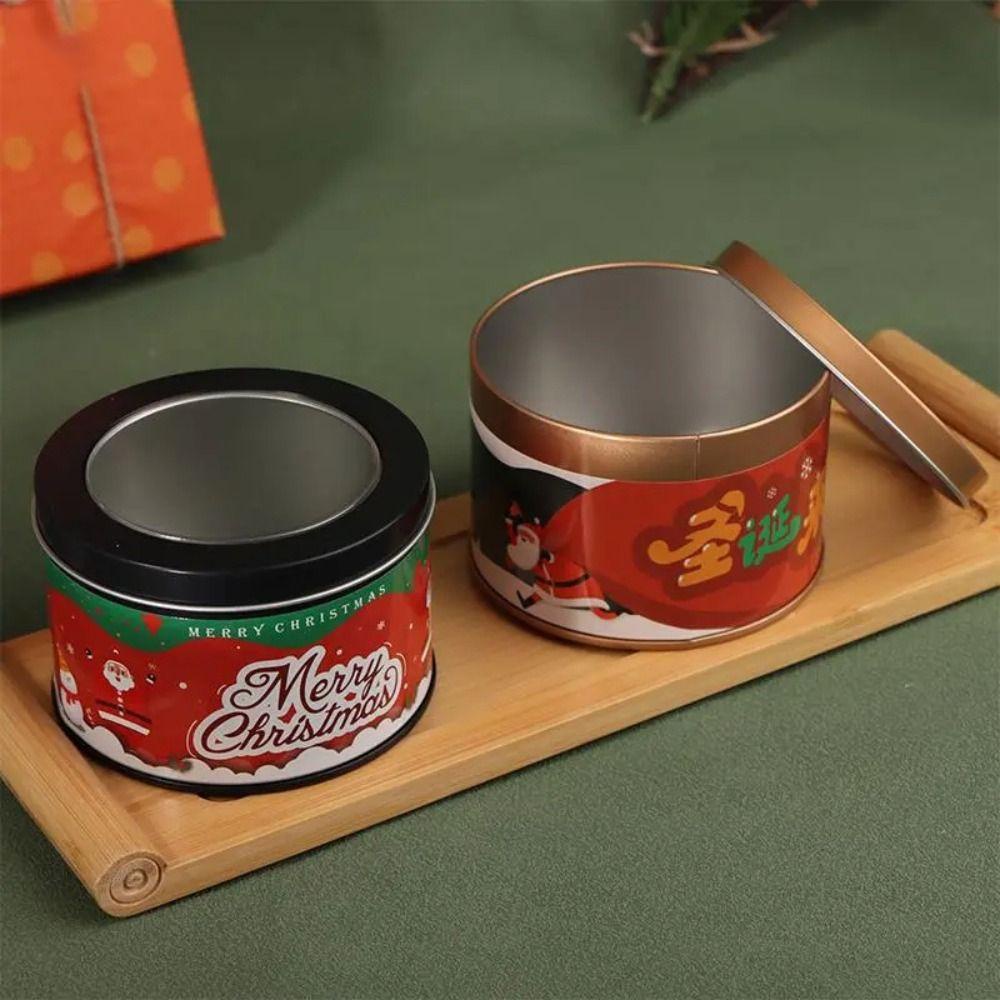 UUMIR Hộp Thiếc Đựng Bánh Kẹo Giáng Sinh mini Hình Tròn Bằng Kim Loại Mạ Thiếc