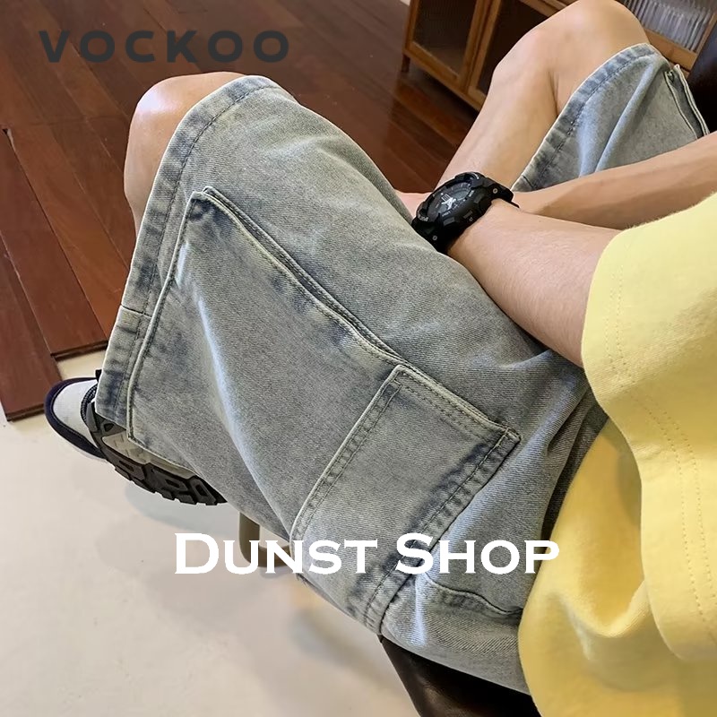 Dunst Shop quần đùi nam quần jean ống rộng quần short nam 2023 NEW DS061214