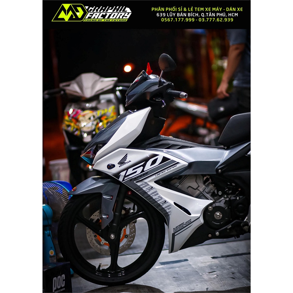 Tem rời Winner X trắng - mẫu sọc xám đen WX 150rr siêu hot 2023