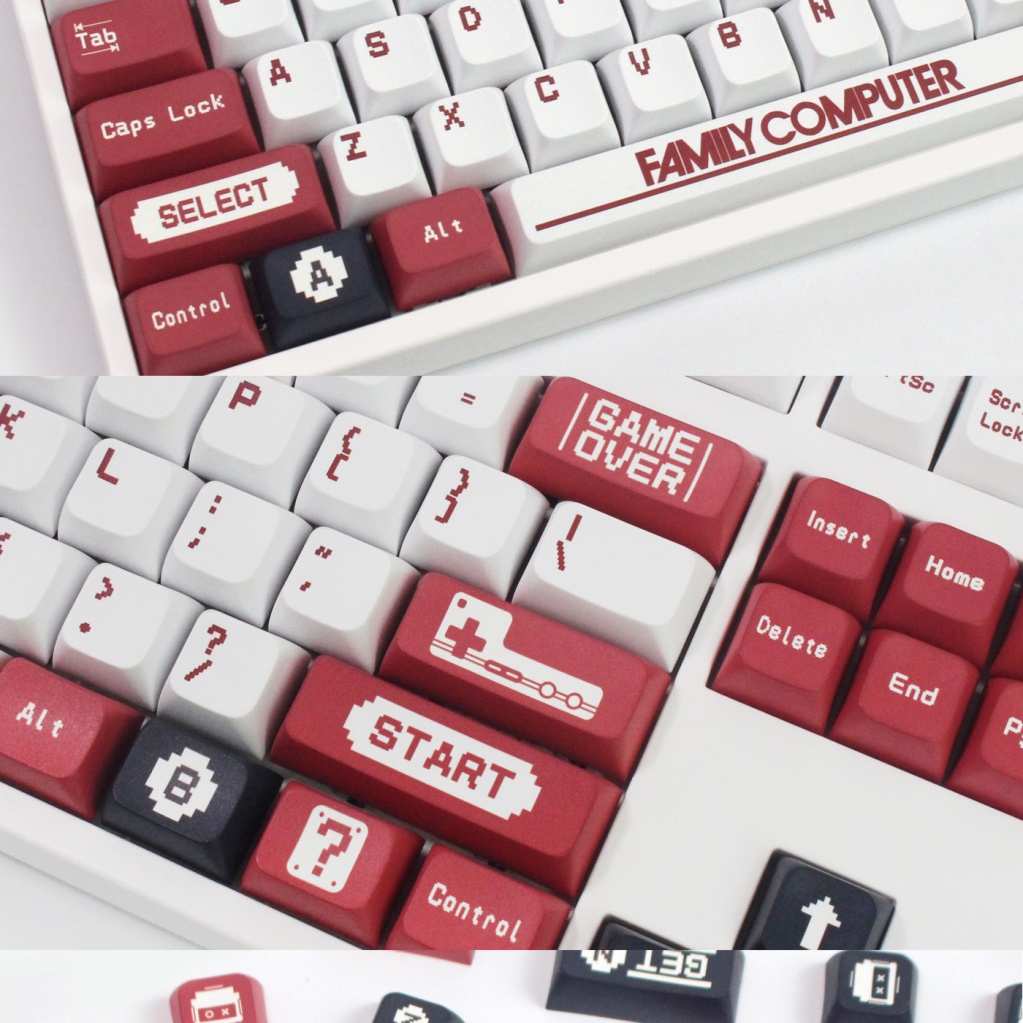 FC keycaps pixel màu đỏ và trắng, XDA9.5mm, bàn phím cơ tùy chỉnh keycaps dễ thương được cá nhân hóa, PBT thăng hoa