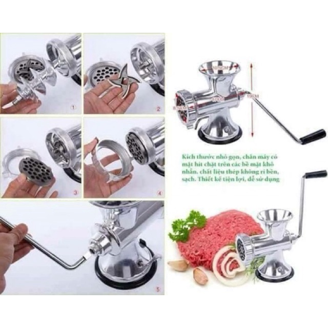 Máy xay thịt cầm tay hàng xin bằng INOX