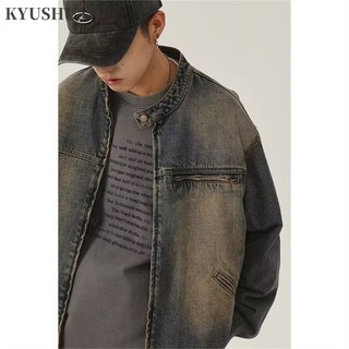 Áo khoác denim Kyushuad form rộng phong cách retro Mỹ thời trang mùa thu dành cho nam