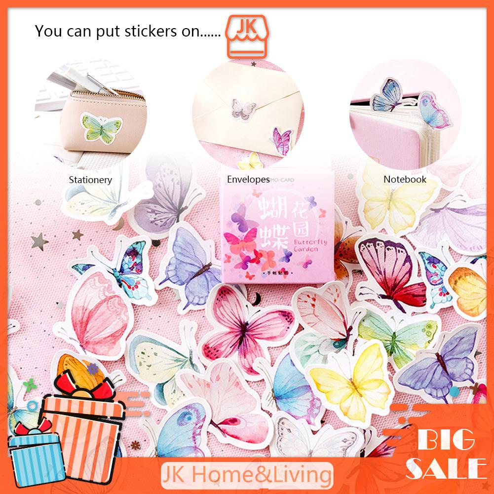Set 46 Miếng Dán Hình Bướm Nghệ Thuật Trang Trí Nhật Ký