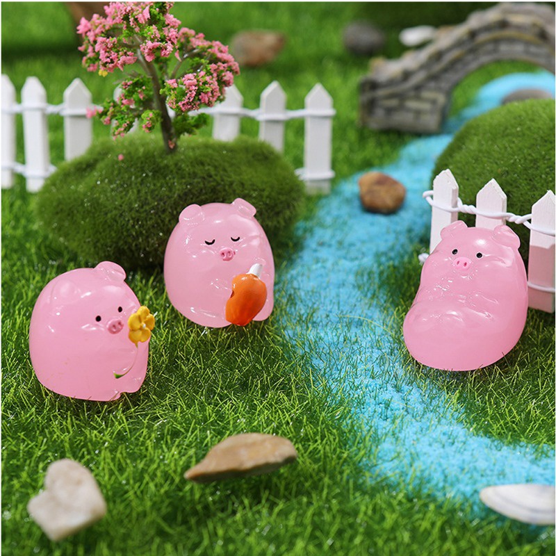Đồ trang trí Heo Dạ Quang mini Bằng Nhựa resin Trang Trí Tiểu Cảnh Ban Đêm diy