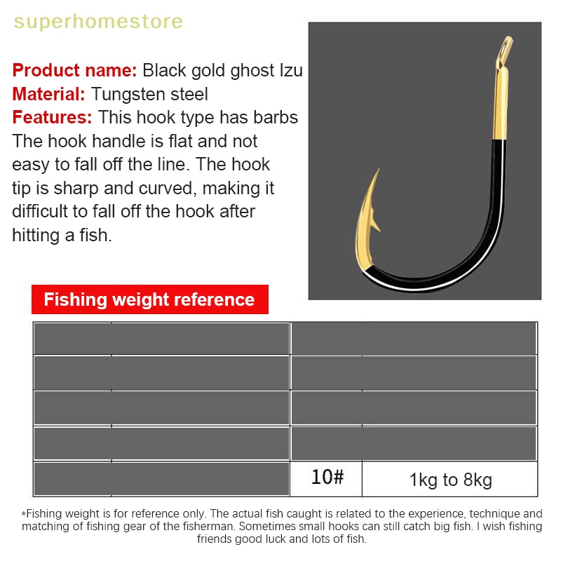 Bộ 10 Lưỡi Câu Cá Màu Vàng Đen kanto-uyi