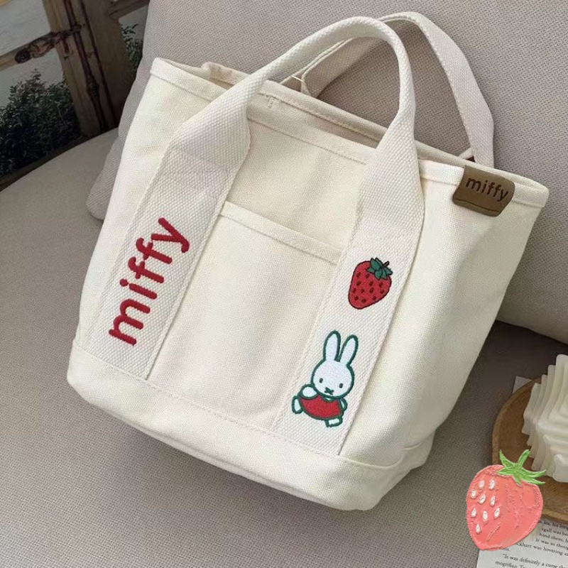 Túi Vải canvas Thêu Hình Thỏ Dễ Thương Phong Cách Hàn Quốc Cho Nữ