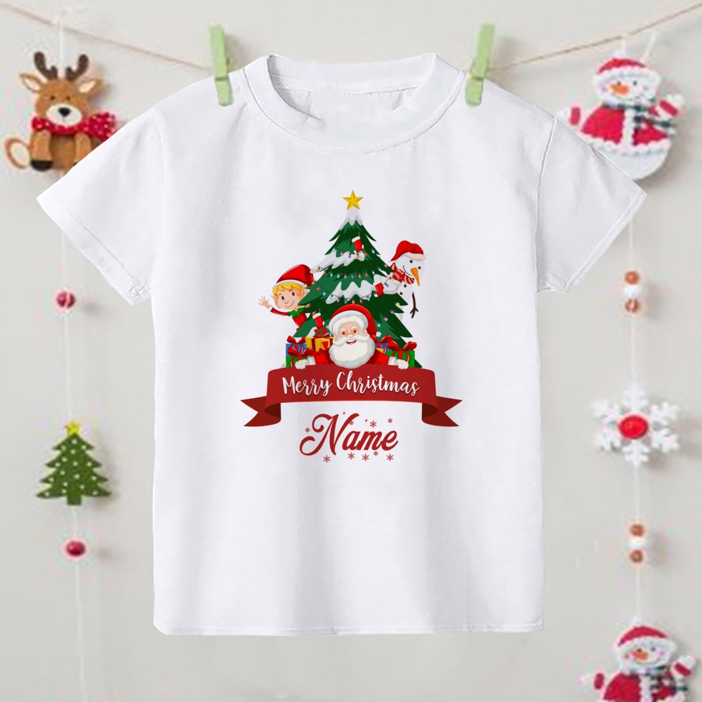 Cá Tính Giáng Sinh Áo Thun Santa Sack Bé Trai Bé Gái Trang Phục Tiệc Sinh Nhật Hoạt Hình Giáng Sinh Có Tên Quần Áo Trẻ Em Tùy Chỉnh