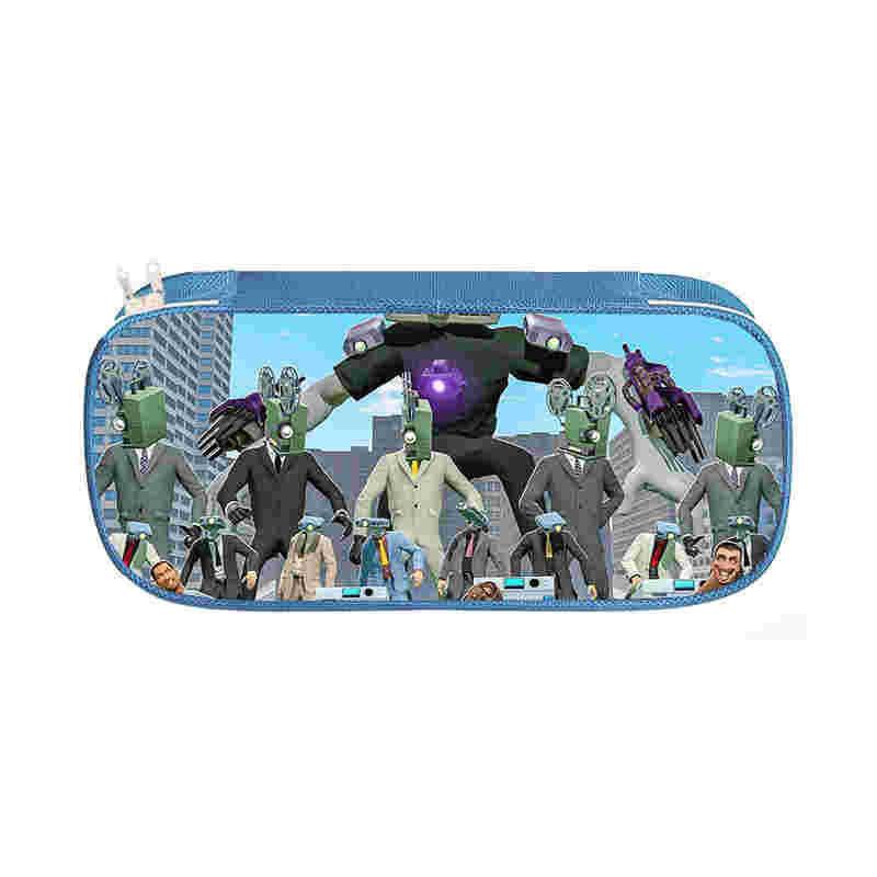 Hộp Đựng Bút Hình toilet ere1 skibidi Hoạt Hình Sức Chứa Lớn Màu Xanh Dương