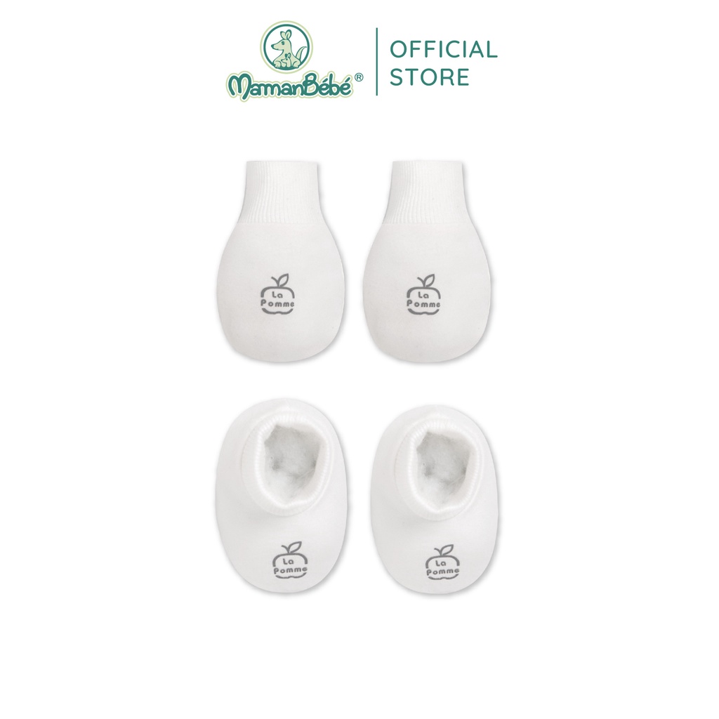 Set bao tay bao chân La Pomme phối màu - Trắng