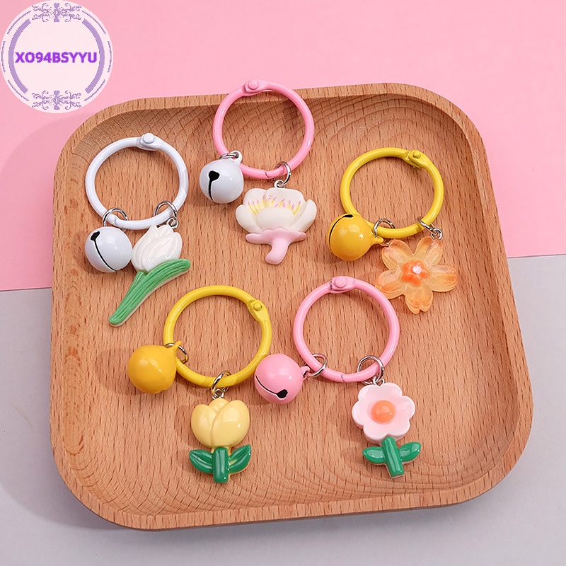 Xo94bsyu Móc Chìa Khóa resin Hình Hoa Màu Kẹo Dễ Thương Trang Trí Ba Lô Cho Nữ vn